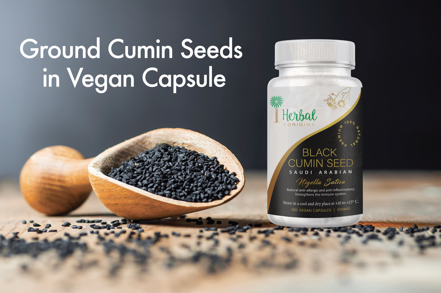Black Cumin Seed Supplement (Nigella Sativa) | Premium Sort Saudi Arabian | 100 Vegan Capsule - Serving size 1500mg