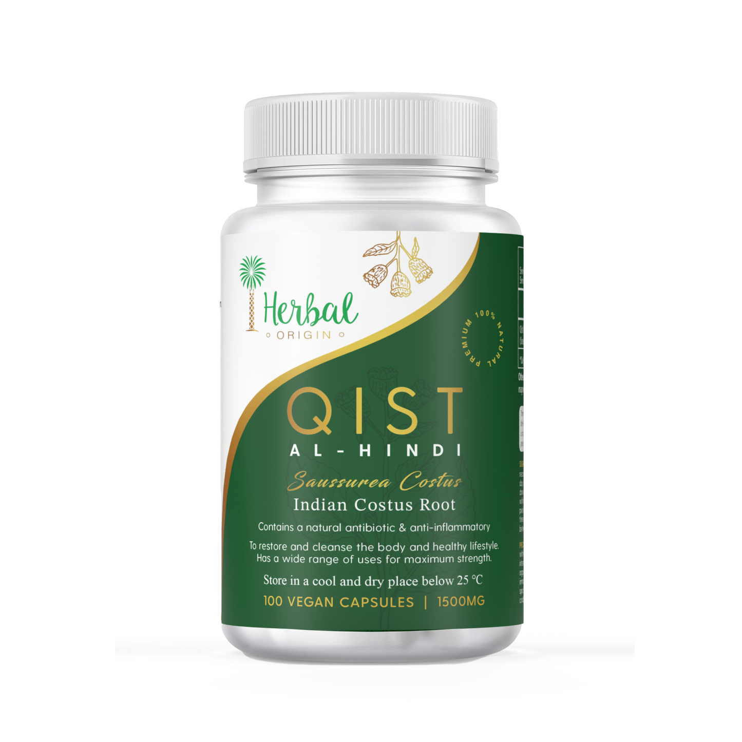 Qist Al-Hindi or Indian Costus root (Saussurea Costus) | Premium Costus Root Supplement | In Vegan Capsule