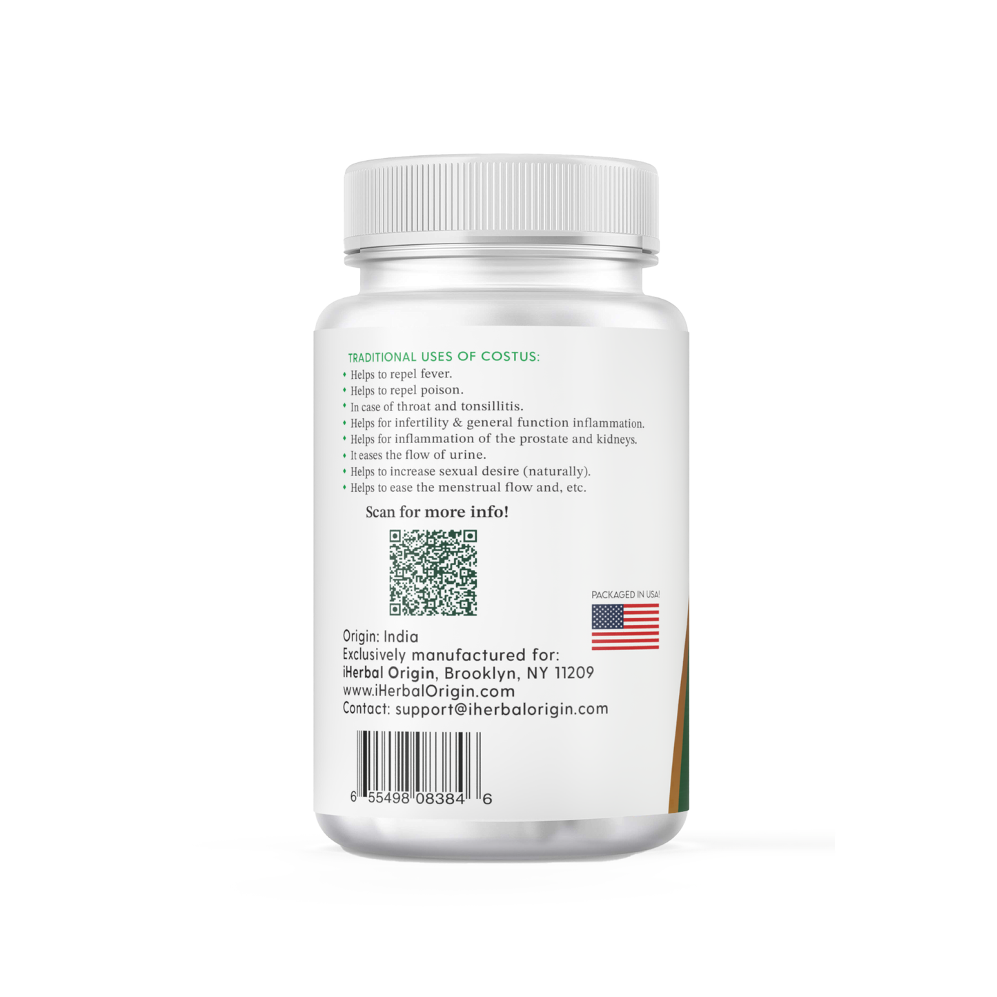 Qist Al-Hindi or Indian Costus root (Saussurea Costus) | Premium Costus Root Supplement | In Vegan Capsule